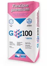 Adhesivo-gel de tecnología híbrida, G 100 Flexible premium de Gecol. Blanco. Saco 25 kg